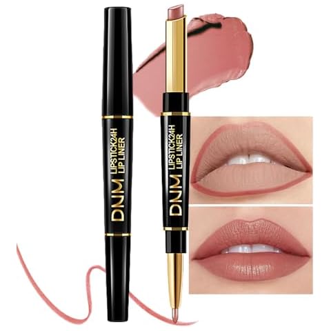 HHLTOH Fairest Nude Velvet Matte Lip Liner and Lipstick Combo Set Kit for Women, DNM Magic 24 Hours Lipstick and Lip Liner Makeup Set Stain Long Lasting Waterproof labial Care Cruelty-free, 47# Cover