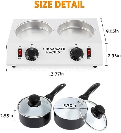 WICHEMI Chocolate Melting Pot Electric Chocolate Melter Warmer Dual-Pots - 4