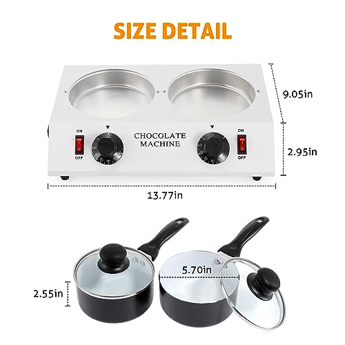 WICHEMI Chocolate Melting Pot Chocolate Warmer Chocolate Melter Chocolate Tempering Machine Pot for Home, Commercial Electric Melting for Chocolate, Butter, Cheese, Cream, Candy, Milk (Double Pots) by WICHEMI - Image 5