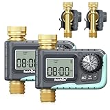 RAINPOINT Sprinkler Timer, 100% Metal Pipe Water Timer for Garden Hose, Programmable Hose Controller for Watering, Sprinkler Controller with Manual Watering/Rain Delay for Outdoor Lawn & Garden (2PCS)