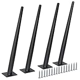 FIVEPEARS 4 PCS 16 Inch Heavy Duty Matte Black Metal Slant Angled Tapered Legs Set for Furniture, Mid Century Modern Style Feets for Coffee Table Couch Sofa Cabinet Chair Dresser Bed Desk Credenza