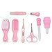 8 sztuk termometr dla niemowląt niemowlę obcinacz do paznokci nożyczki szczotka do włosów środek do czyszczenia nosa grzebień Manicure zestaw do pielęgnacji dla malucha maluch (różowy)