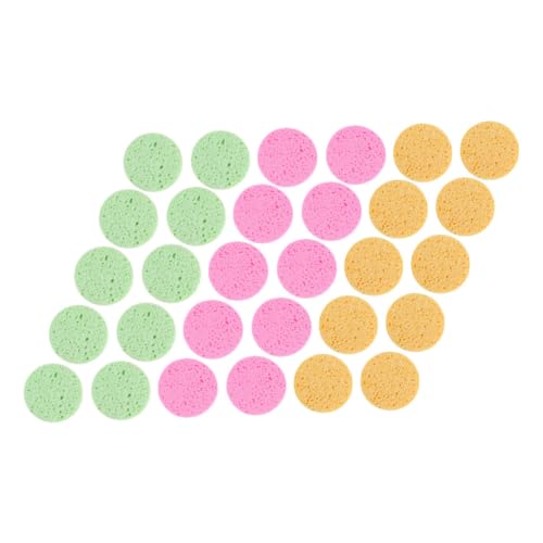 NOLITOY Gesichtsreinigungsschwämme 30 Stück Runde Natürliche Zellulose Schwämme 70mm Durchmesser Sanftes Peeling Make up Entferner Für Tägliche Hautpflege Und Reisen