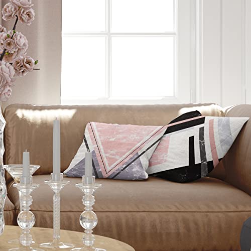 Litvack Square Throw Pillow Cover Set Of 4, 18 X 18 Inch Black Grey Pink Geometry Art Decoration Home Outdoor Decor Sofa Bedroom Balcony Garden Pillow Cover Cushion Cover #TOP3