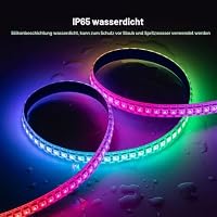 SEZO WS2812B ECO LED Streifen 1M 144LEDs DC5V Einzeln Adressierbaren Individuell SMD5050 144 Pixel Traumfarbe Programmierbar LED Lichtband Strip Flexible IP65 Wasserdicht Weiß PCB(WS2812E) – Ansicht 2