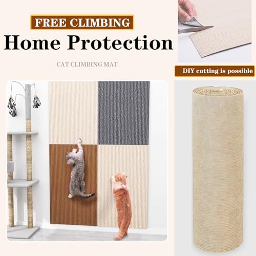 YUJUVI 300x40cm Tapis Griffoir pour Chat Tapis Auto-Adhésif Griffoir Chat Canapé Anti Griffe DIY Protection Canape pour Protège Les Meubles (Gris-200x30cm) – vue 6