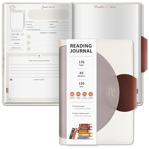 BIROYAL Reading Journal for Book Lovers with 52 Book Reviews - A5 Hardcover 176 Pages Book Journal - Reading Tracker & Planner Log - Literary Lovers Gift
