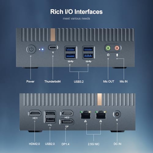 Mini PC, 32GB RAM 1TB SSD | i9 13900H, 13th Gen 14Cores 20Threads 5.4GHz Max, Thunderbolt 4 Desktop Gaming Personal Computer, Support 8K Quad Display, 2x2.5G LAN - Image 5