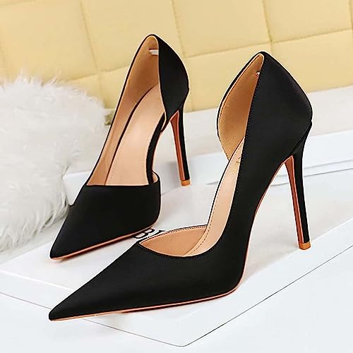 JOEupin Women's High Heel Slip on Pumps D'Orsay Pointed Toe Classic Fashion 4inch Party Stiletto Heels Dress Office Shoes2