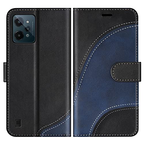 BoxTii Hülle für Oppo Realme C31 4G, PU Leder Handyhülle für Realme C31 4G, Ledertasche Klapphülle Schutzhülle mit Kartenfächer & Magnetverschluss, Schwarz