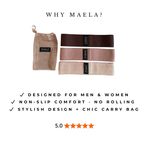 Maela Resistance Bands Set – 3 Fabric Non-Slip Exercise Bands for Men & Women with Chic Carry Bag – Glute, Leg & Hip Workout Bands for Home, Gym & Pilates - Image 7