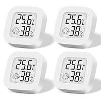 4 Stück Mini Digital Thermometer, LCD Hygrometer Temperatur Innen Kabelloses, Luftfeuchtigkeit Meter Hochgenauer Temperatursensor Display in ℉/℃ für Babyzimmer Innenraum Büro Wohnzimmer