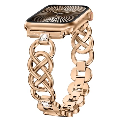 Wearlizer Elegant Celtic Knot Band Compatible with Apple Watch Straps Women 42/41/40/38/46/45/44/49mm Sparkling Braided Metal Bracelet for iWatch Ultra Series 12/11/10/9/8/7/6/5/4/3/2/1