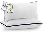 Utopia Bedding Cuscini Letto (Set di 2), 40 x 70 cm Guanciali Letto Coppia, Tessuto spazzolato con Fibra di Poliestere 3D, Morbida e Traspirante Cuscini (Blu Marino)