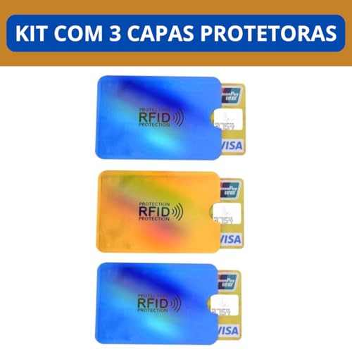 KIT 3 Capas Protetoras de Cartão Por Aproximação Anti RFID Cartão Bancário Protetor Antifurto de dad