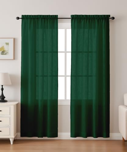 Vargottam Sheer Polyester Georgette Long Window Curtain Panels 42" W x 72" L - Rod Pocket with 1.5" Frill, 2 Panels - Semi-Sheer Curtains for Tall Windows, Bedrooms, or Patio Doors