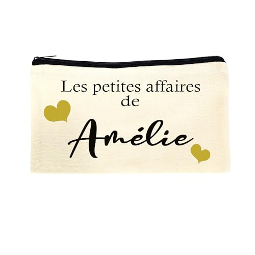 Trousse de maquillage cosmetique toilette pochette personnalisée les petites affaires le p'tit bazar sac en toile à fermeture éclaire poudres étui à crayons école voyage cadeau à offrir