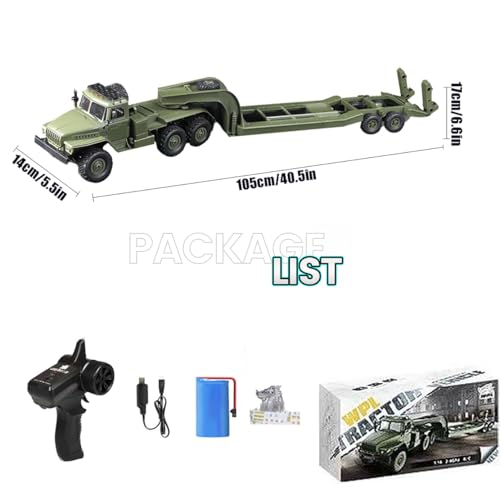 Image of RC Semi Truck, 2.4Ghz 6WD Remote Control Army Truck Trailer, 41.3 Inch Large Size RC Car Toy, 1 /16 Scale Tractor, Remote Control Electric Transport Vehicle Toy car for boy Gifts