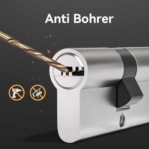 MANICAF Schließzylinder 25/35, Profilzylinder, Euro-Zylinder-Schloss, Schliesszylinder, Zylinderschloss 60mm mit 5 Messing Schlüssel