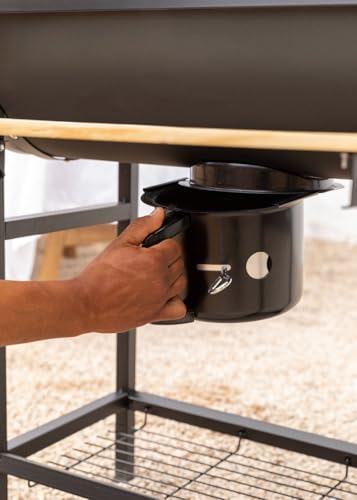 Miniatura 5 de Create Bbq Smokey Barbacoa Ahumadora De Carbón Con Ruedas Negro De Acero Inoxidable, Parrilla Superior, Control De Temperatura, Bandeja Frontral Y Lateral, Fácil De Transportar