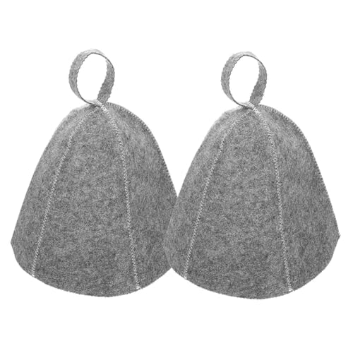 AHIOJEGX Bonnet Sauna 2 pièces Chapeau Casquette de Sauna Couverture de Bain Chapeaux Cheveux Feutre Vaporarium Femmes Spa tête Chapeaux Envelopper Maison Chambre Douche Vapeur(Grey)