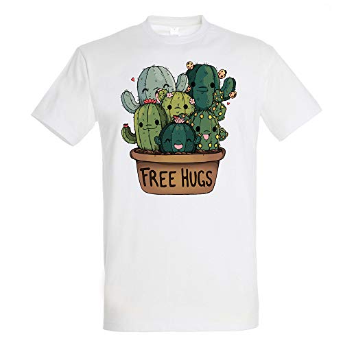 Pampling Camiseta Soft Hugs (Talla S) - Cactus - Free Hugs - 100% Algodón - Serigrafía