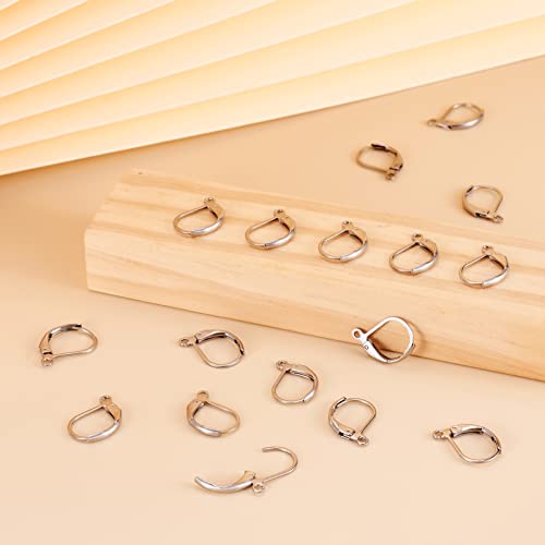 Pandahall 100Pcs Stainless Steel Lever Back Hoop Earrings Surgical Earring Components For Jewelry Makings 13X10X1.5Mm #TOP6