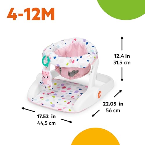 Image of Bright Starts Learn-to-Sit 2-Position Baby Floor Seat with Toys, Pink, 4-12 Months