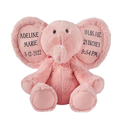 Let's Make Memories Personalized Snuggly Soft Plush Elephant - Stuffed Animal - Cuddly Toy - Pink Elephant - Customize With Any 1- To 6-Line Message #TOP8