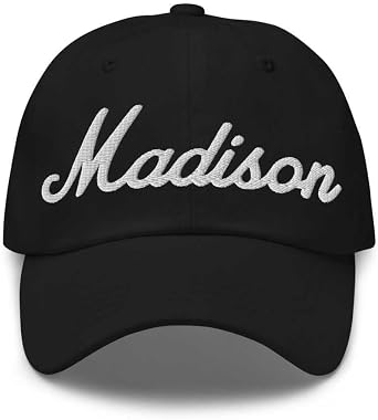 Madison Baseball Cap Madison Dad Hat Bold Baseball Script New York NY Hat Embroidered Souvenir Gift