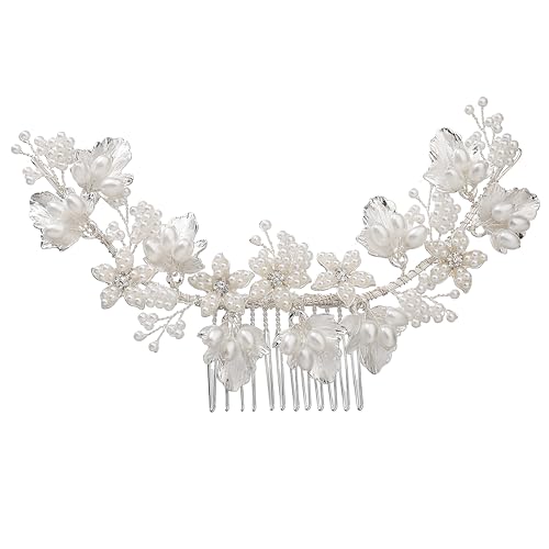 6.3*3.0" 1.9oz pearl-le hair comb-silver / 1 Count (Pack of 1)