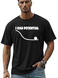 Men's Funny Shirts I Had Potential Regular Fit Casual Sarcastic Crewneck Short Sleeve Graphic Tees Summer Tops Black