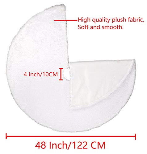 Aiseno 48 Inch Christmas Tree Plush Skirt Decoration For Merry Christmas Party Faux Fur Christmas Tree Skirt Decorations #TOP1