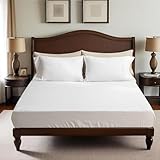 QKTE 100% French Linen Fitted Sheet King Size, Easy Fit Breathable Soft Bed Fitted Sheet, Premium Natural Flax, Fits Mattress up to 16' Deep - White, King