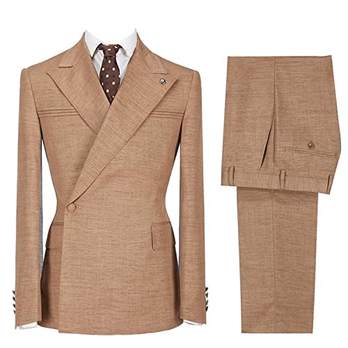 Costume smoking 2 pièces pour homme avec veste à un bouton et col à revers de pointe élégant