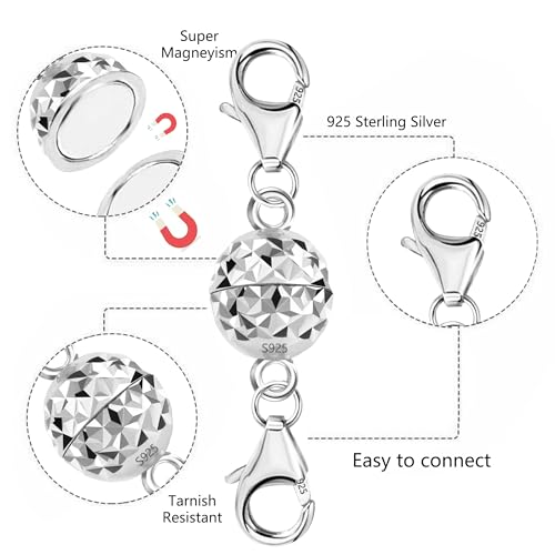 Fermoir magnétique pour collier bracelet argent 925 boule disco ALEXCRAFT - 5