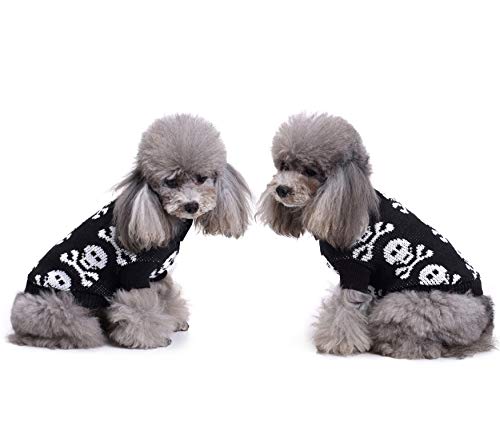 S-Lifeeling Skull Dog Sweater Holiday Halloween Christmas Pet Clothes Soft Comfortable Dog Clothes - Black,Xl #TOP1