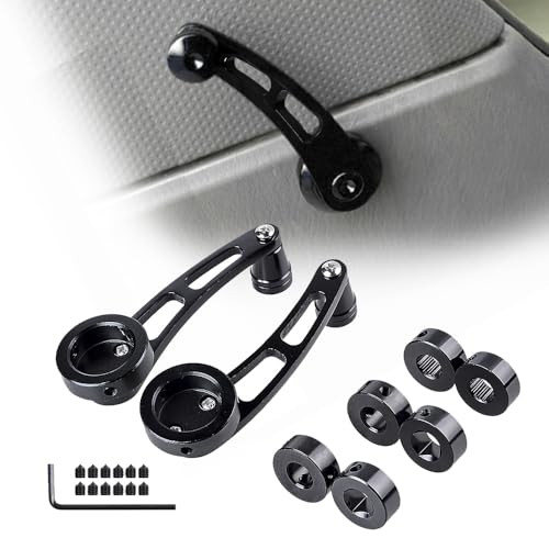AutoXcessori Black Completed kit (2X Winder Cranks + 6X Round/Square/Round Spline Fix Ring) Aluminum Billet Manual Car Window Crank Handle Winder Universal fit for Truck Pickup