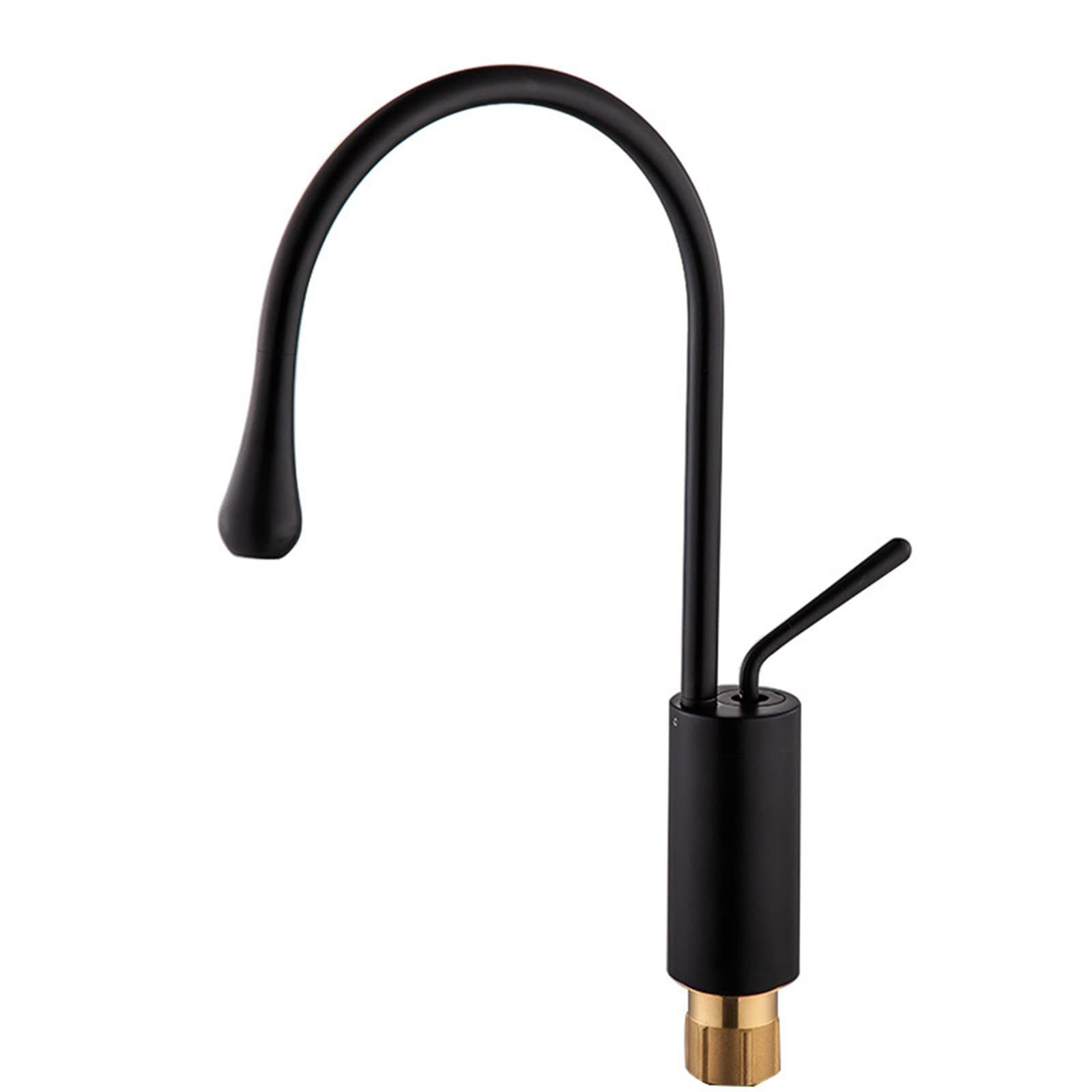 VDOQTLJT Kitchen Faucet Black Single Handle Sink Deck Mounted Hot and Cold Water Faucets Brass Commercial Mixer Taps 360° Rotation