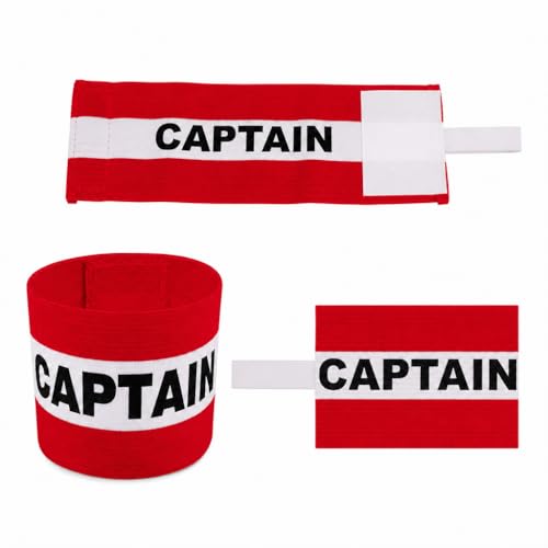Image of Adjustable Classic Captains Armband Football for Adult & Youth Hockey Rugby & Netball Basketball, Accessories of Elastic Breathable Arm Bands, Junior for Sports Soccer Dash, Red (Youth-red)