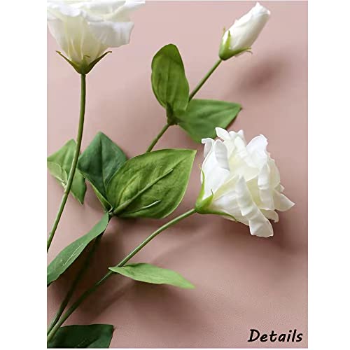 Yxkgccy 4 Pcs Rose Artificial Silk Lisianthus Fake Real Touch Flower With Long Stem Faux White Peonies Bouquet For Wedding Party Home Indoor Decor Flower Arrangements Centerpiece thumb #6