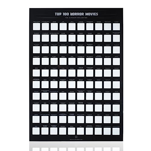 Poster de film d'horreur avec top 100 des films emblématiques à gratter