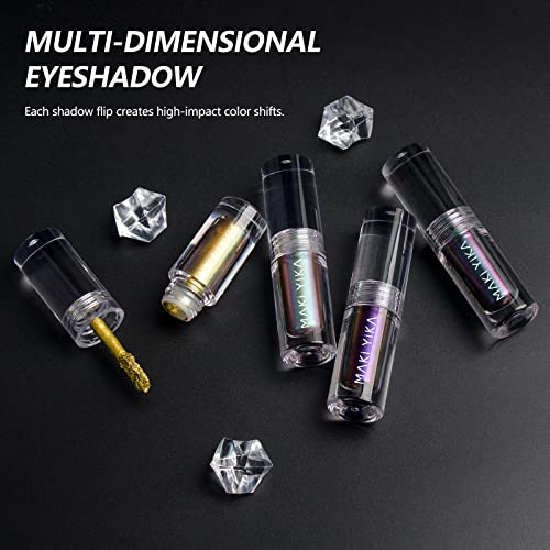 Maki Yika Liquid Eyeshadow, Chameleon Metallic Eyeshadow Color Shifting, Highly Pigmented, Long Lasting With No Creasing Multichrome Glitter Eye Looks (#5 Moonbow) #TOP6