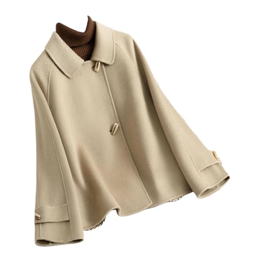 Veste en tweed double face cachemire beige L | Manteau luxe