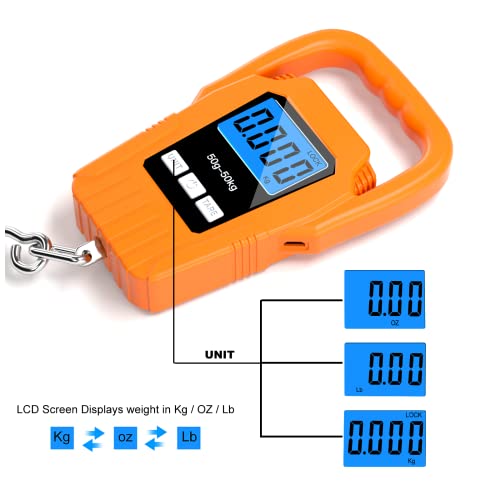 image for SKEAP Digital Fish Scale Hanging Scale Fishing Scale,110lb/50kg Luggag