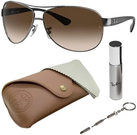 Ray-Ban RB3386 Pilot Shaped Non-Polarized Sunglasses for Men – Includes Official RAYBAN Eyewear Kit – Ideal Formal & Casual Wear Sunglasses – Brown Gradient Lens
