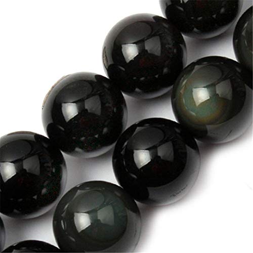 GEM-Inside Natural 18mm Black Obsidian Gemstone Loose Beads Round Energy Power Beads for Jewelry Making 15"