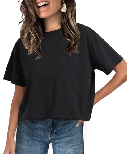Image of UNCLECAT Womens Short Sleeve Crop Tops Summer Basic Cropped T Shirts