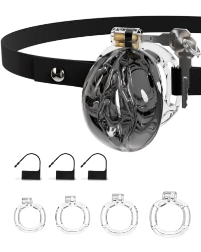 Image of Flat Chastity Cage Sissy Silicone Soft Realistic Vagina (See-Through Black) | DINGYAN Vulva Soft TPE Material Micro Chastity Device Breathable Penis Cock Cage Invisible Anti Erection BDSM Slave Training