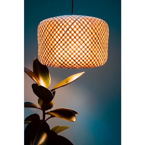 Image of Craftscape Bamboo Hanging Lamp | Bamboo Pendant Lamp | Boho Lampshade | Cane Lampshade | Bamboo Lights Hanging | Bamboo Hanging Lampshade | Collection (HalfNion)